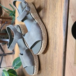 Olive Green Leather Platform Sandal